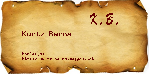 Kurtz Barna névjegykártya